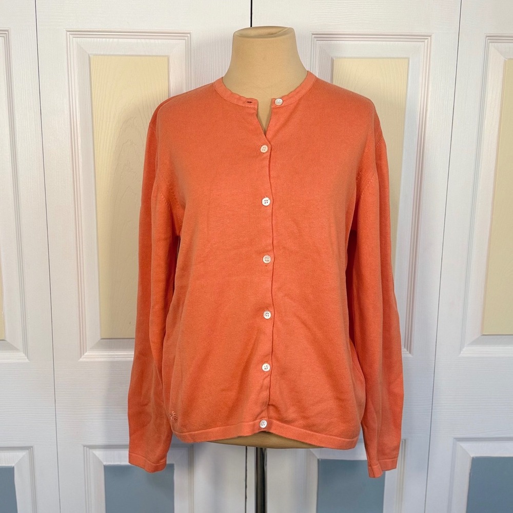 Vintage Lilly Pulitzer Orange Cotton Button Front Cardigan Medium